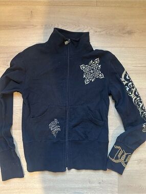Chopper Couture Embellished Black Zip-Up Jacket
